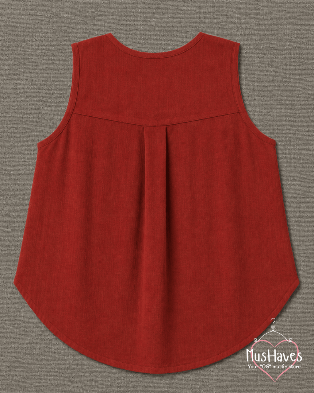 Muslin Sleeveless Formal Top – Maroon