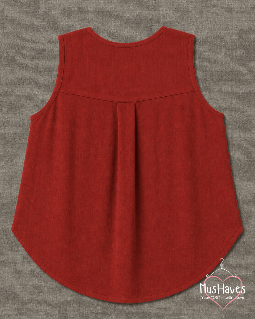Muslin Sleeveless Formal Top – Maroon
