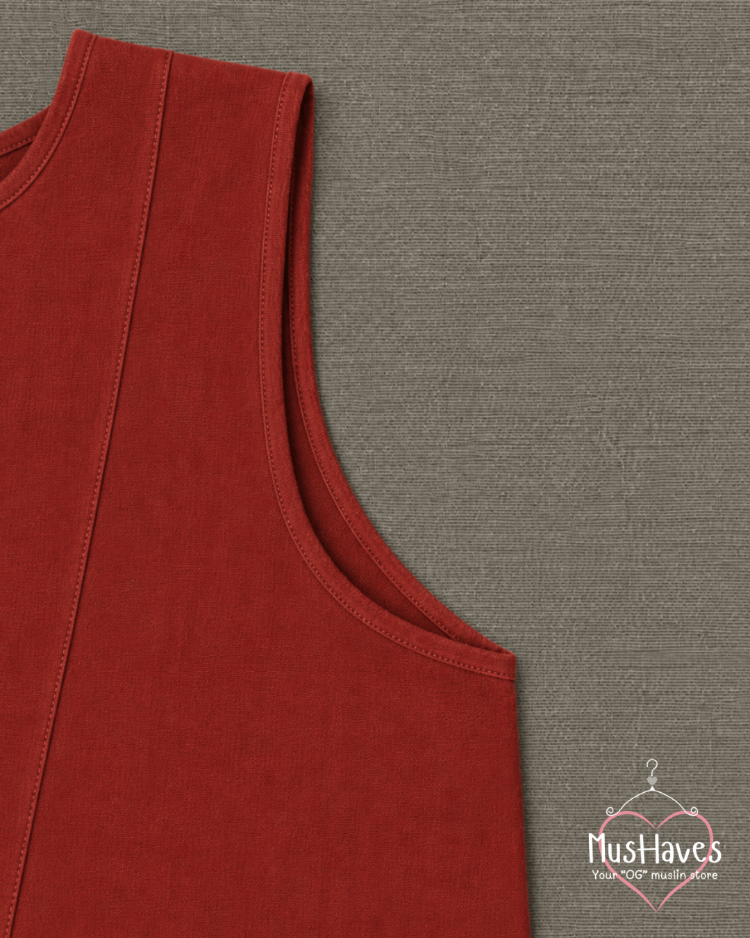 Muslin Sleeveless Formal Top – Maroon