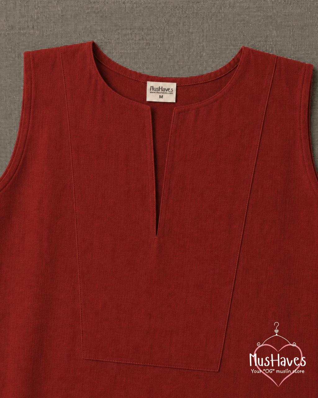 Muslin Sleeveless Formal Top – Maroon