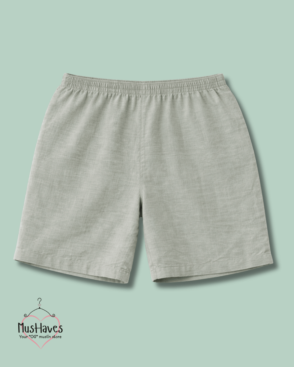 Muslin Cut Sleeve Pullover Hoodie & Shorts Coord – Sage Grey