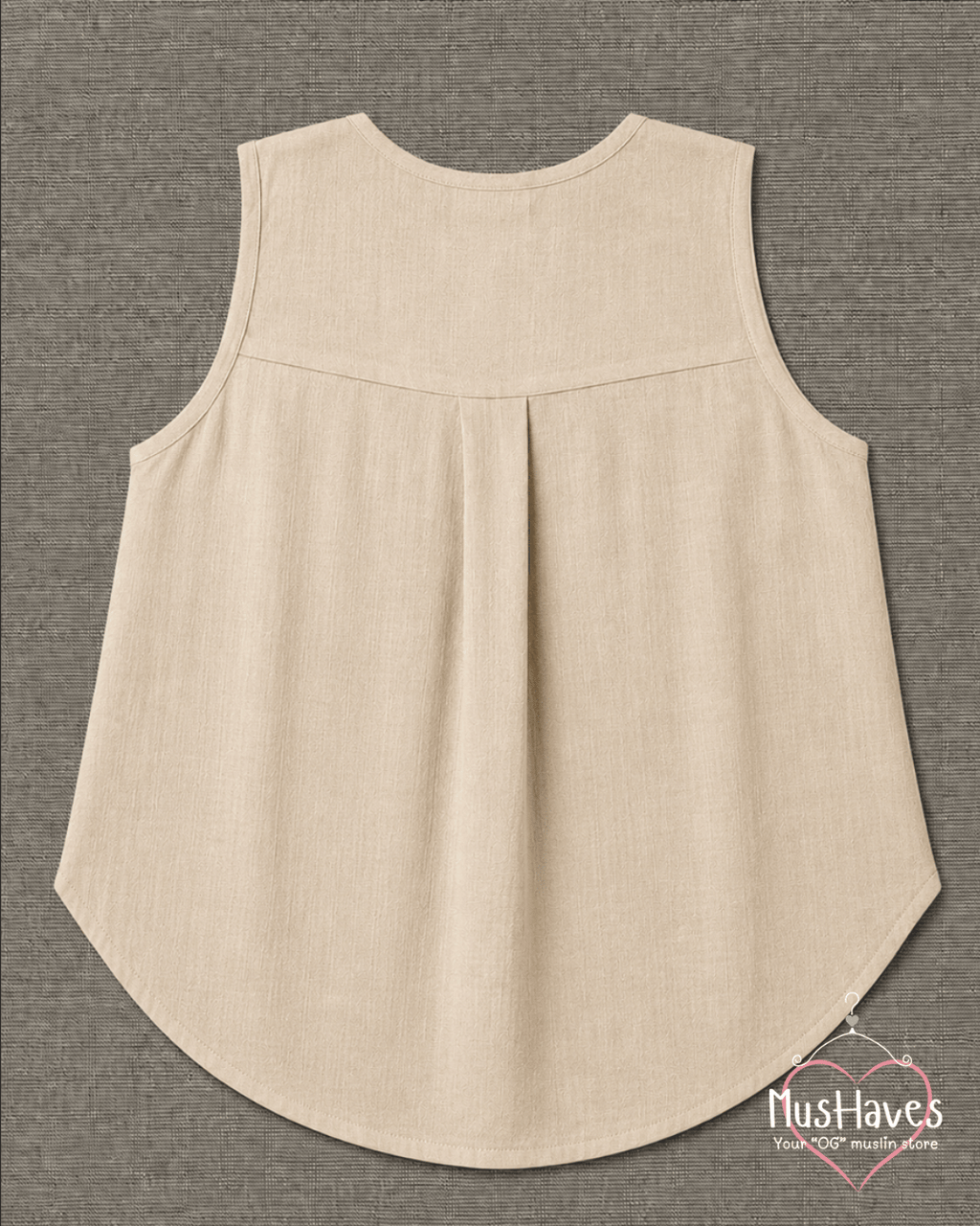 Muslin Sleeveless Formal Top – Beige