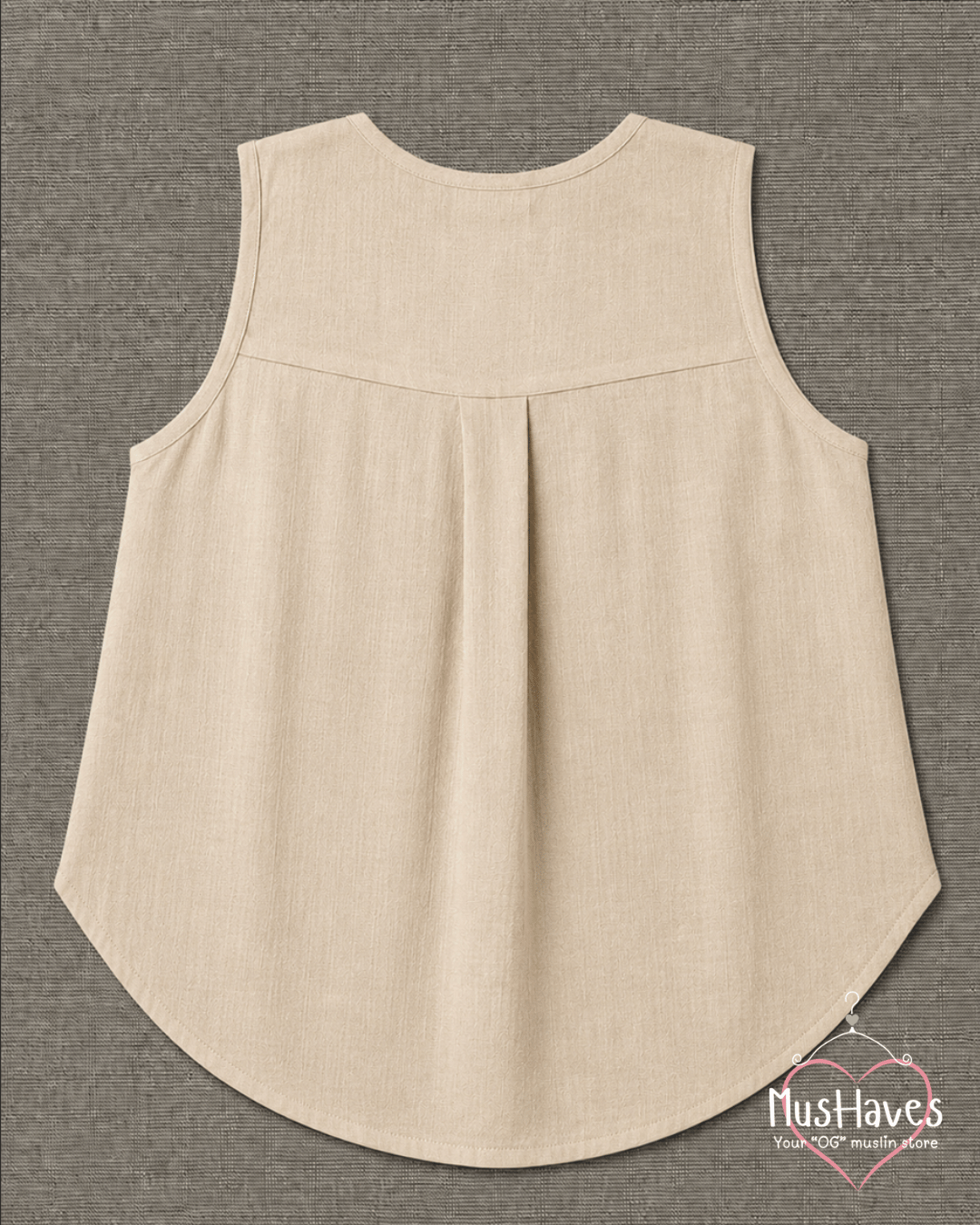 Muslin Sleeveless Formal Top – Beige