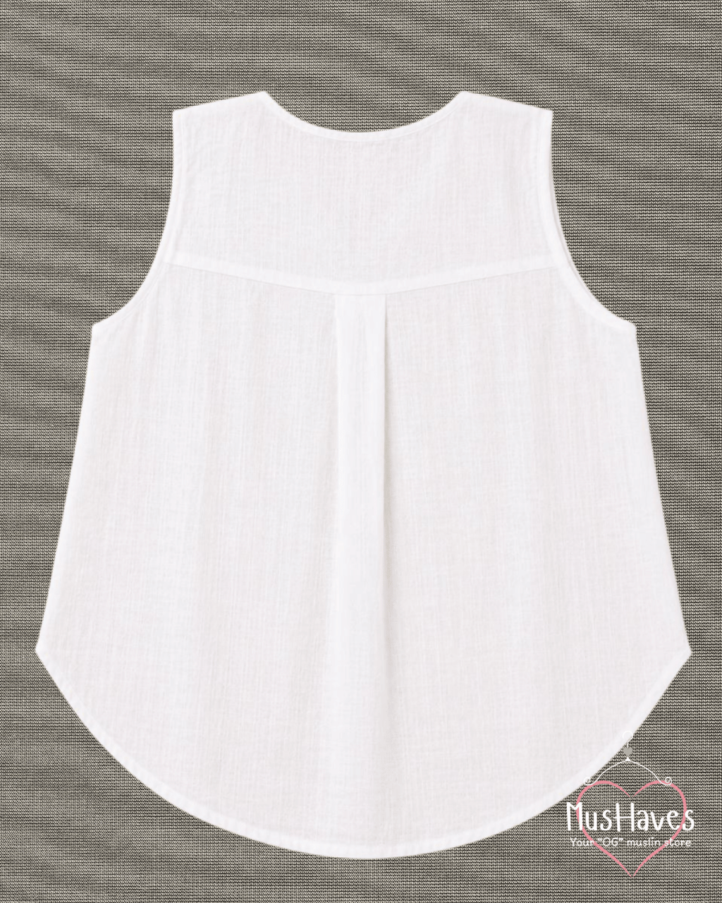 Muslin Sleeveless Formal Top – Pearl White