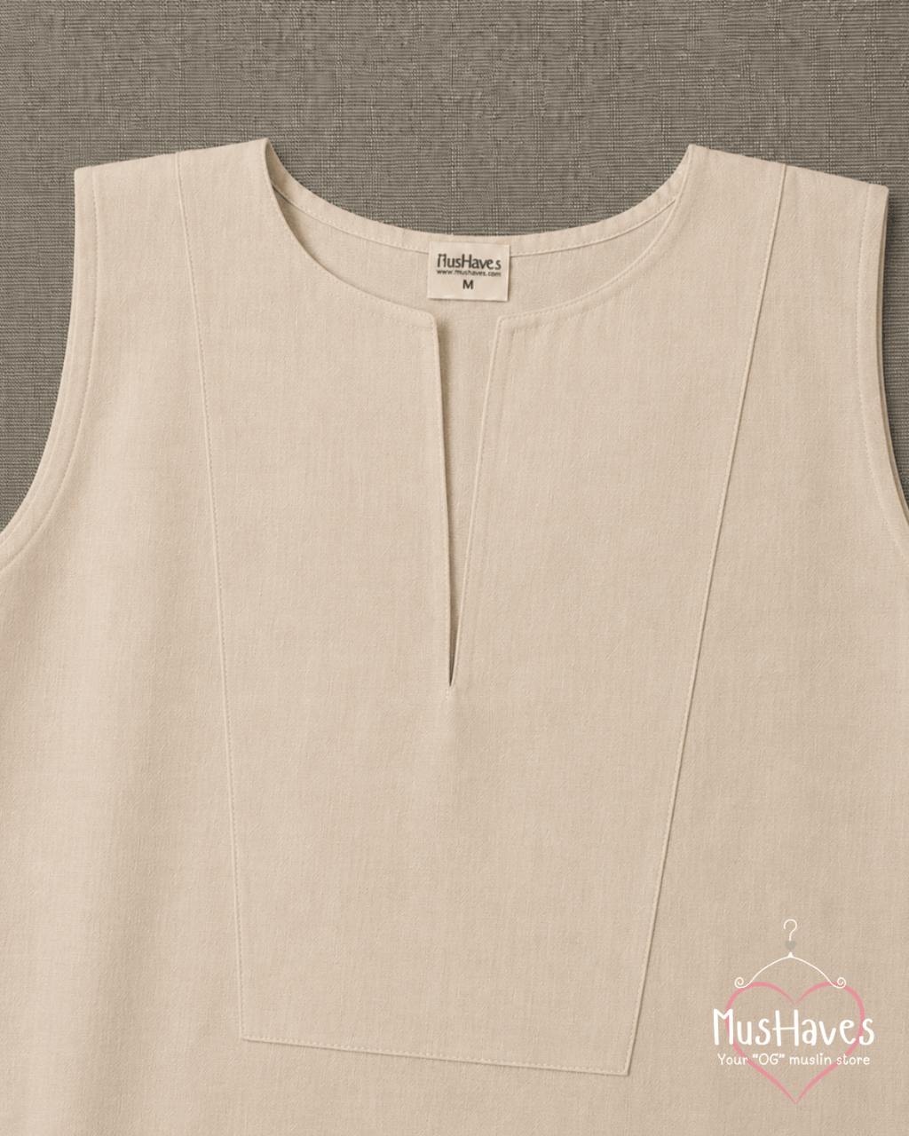 Muslin Sleeveless Formal Top – Beige
