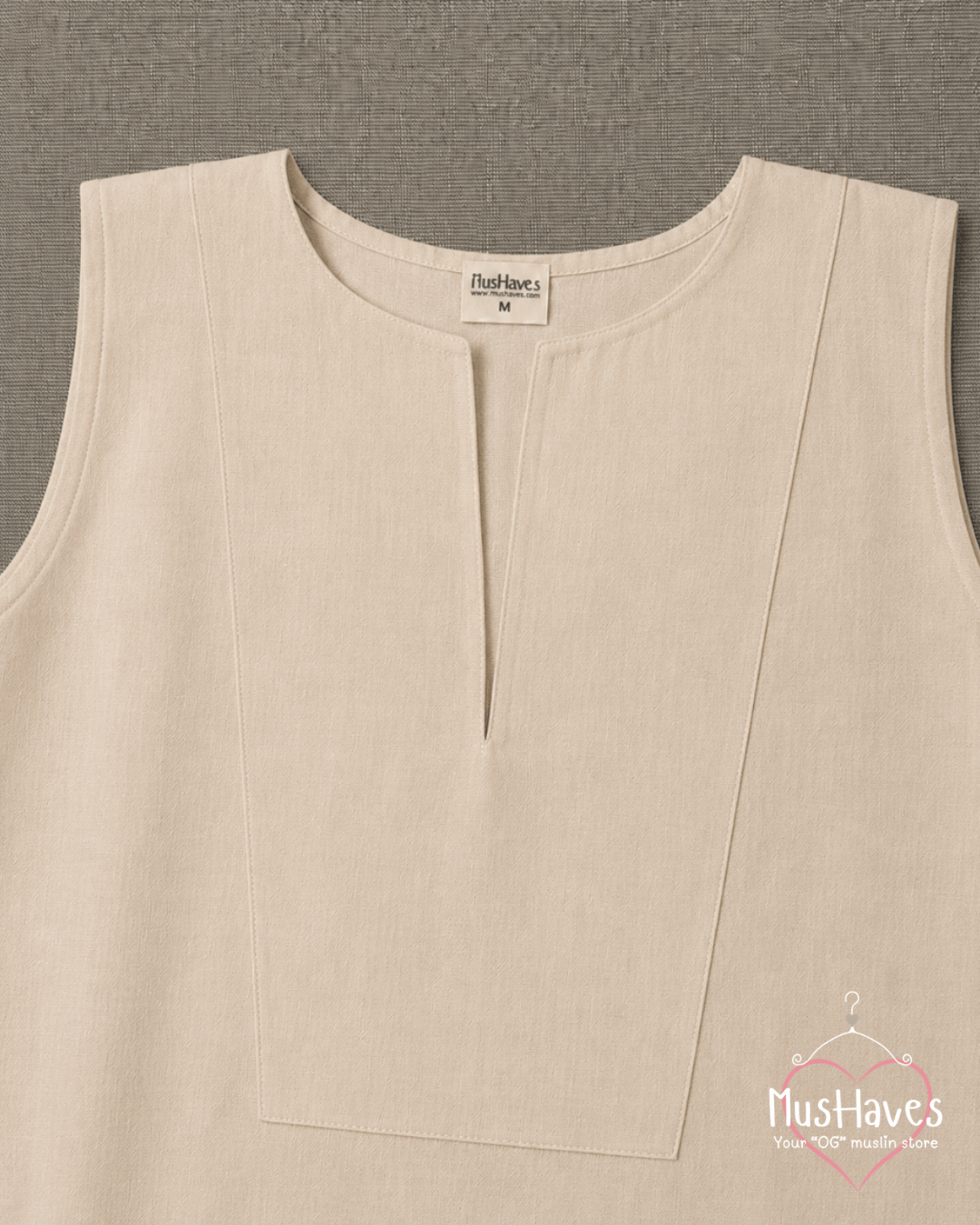 Muslin Sleeveless Formal Top – Beige