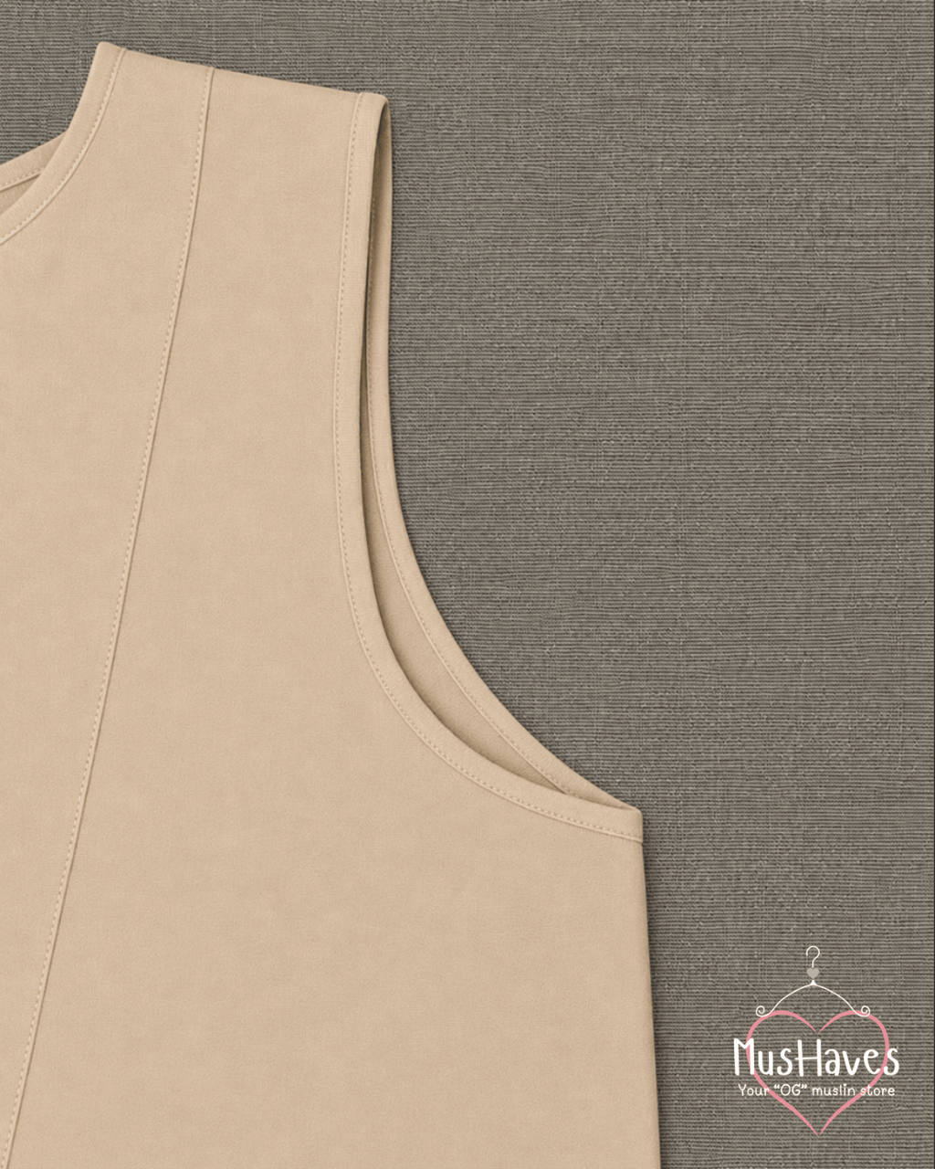 Muslin Sleeveless Formal Top – Beige