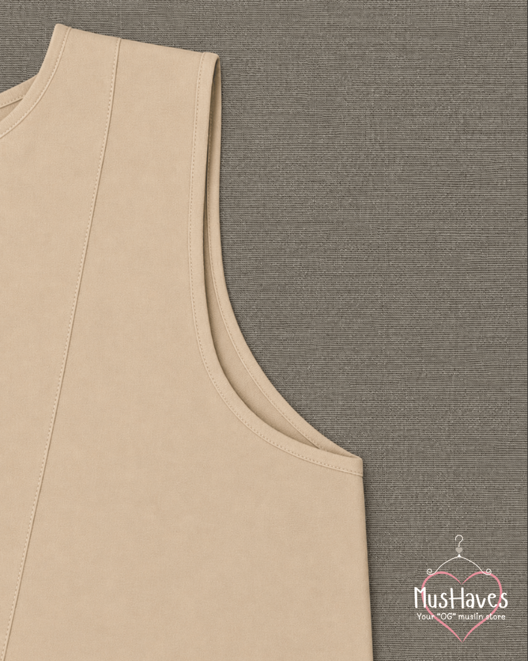 Muslin Sleeveless Formal Top – Beige