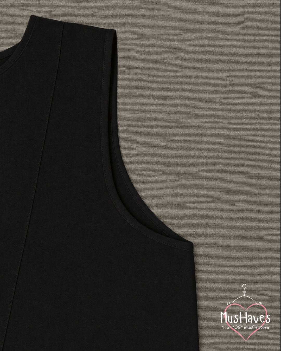 Muslin Sleeveless Formal Top – Charcoal Black