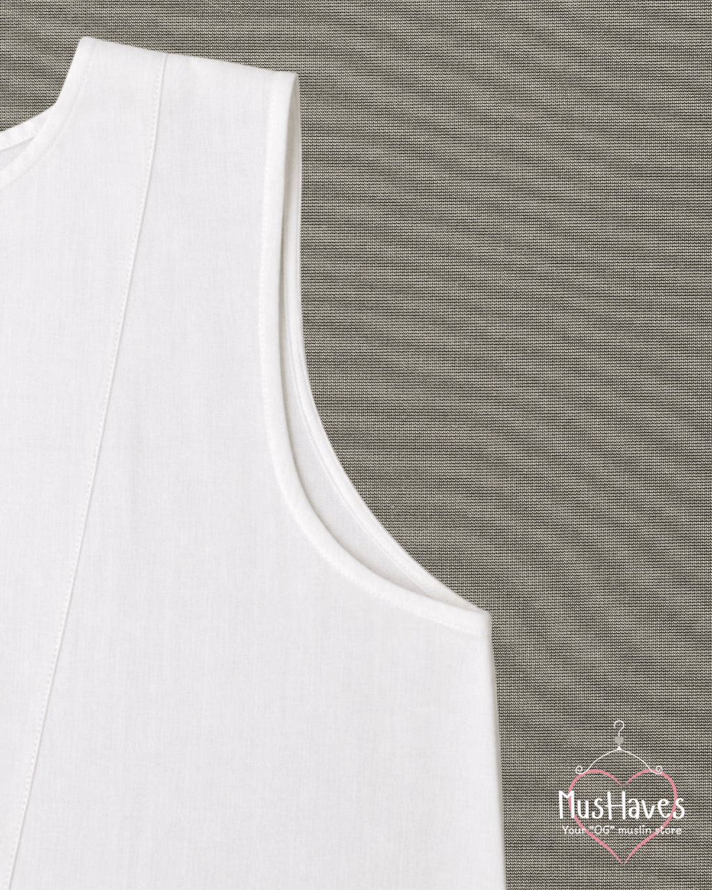 Muslin Sleeveless Formal Top – Pearl White