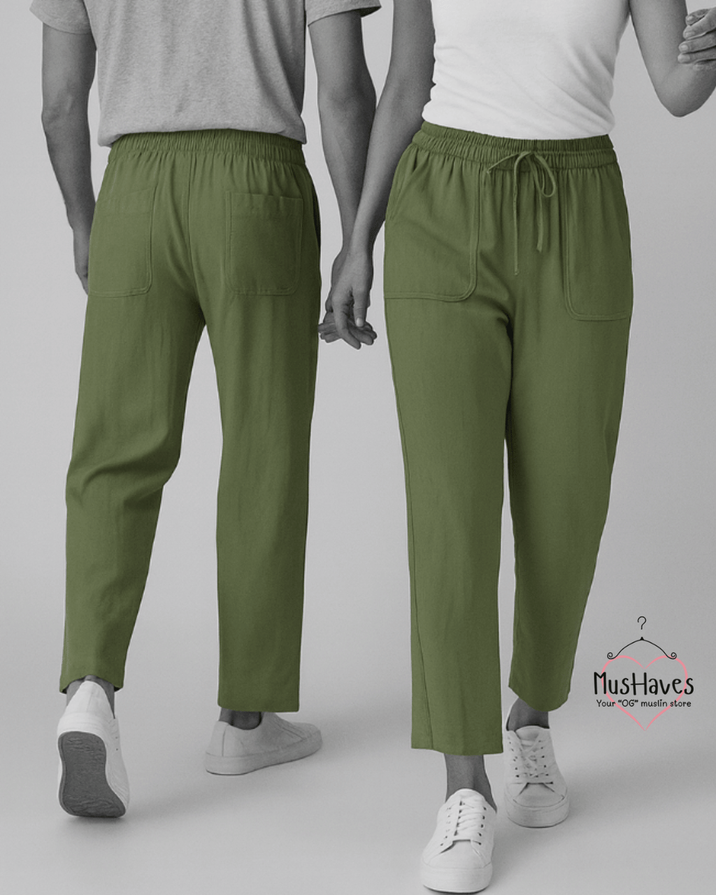 Premium Muslin Bottoms | 100% Organic Cotton | Unisex | Olive Green