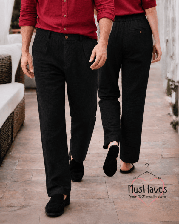 Muslin Formal Officewear Trousers – Charcoal Black