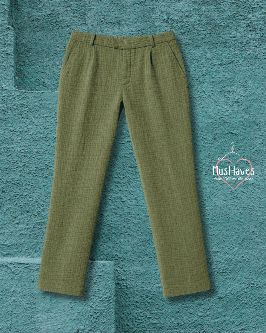 Muslin Formal Officewear Trousers – Olive Green