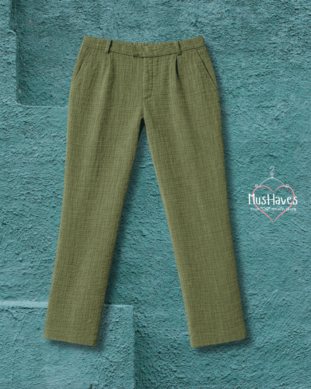 Muslin Formal Officewear Trousers – Olive Green