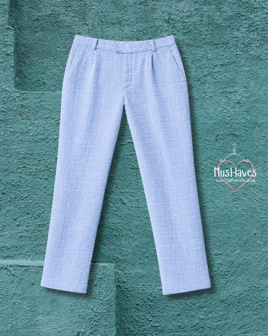 Muslin Formal Officewear Trousers – Powder Blue
