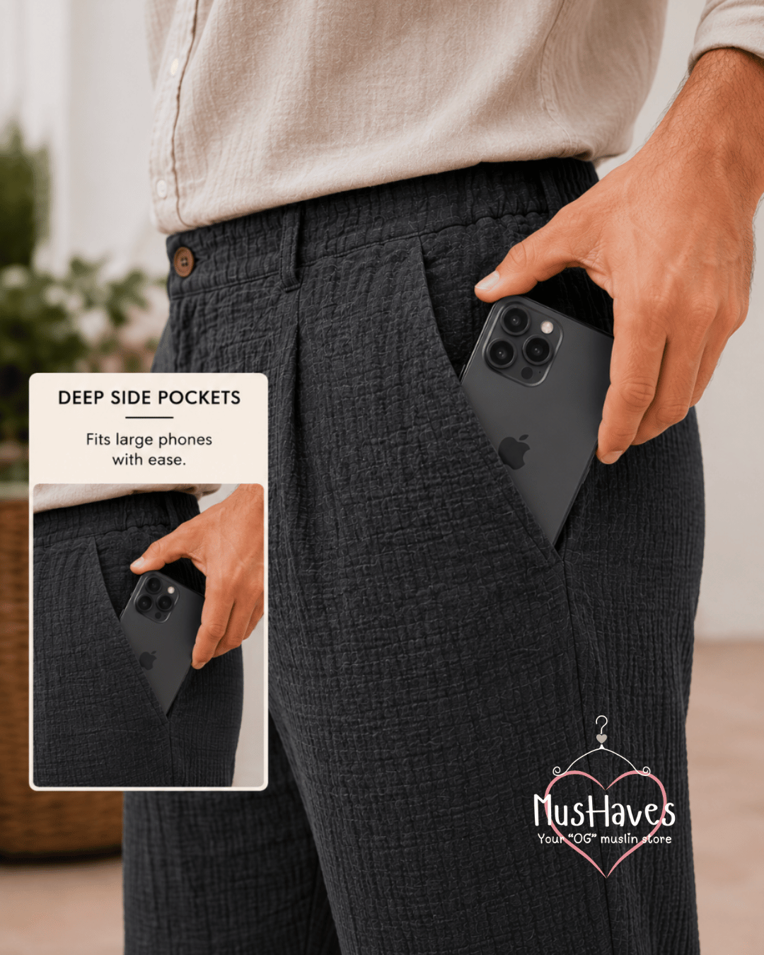 Muslin Formal Officewear Trousers – Charcoal Grey