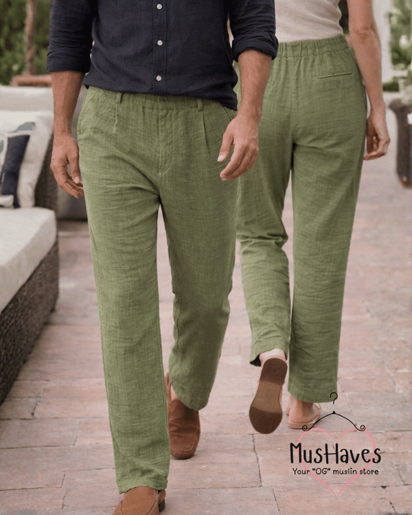 Muslin Formal Officewear Trousers – Olive Green