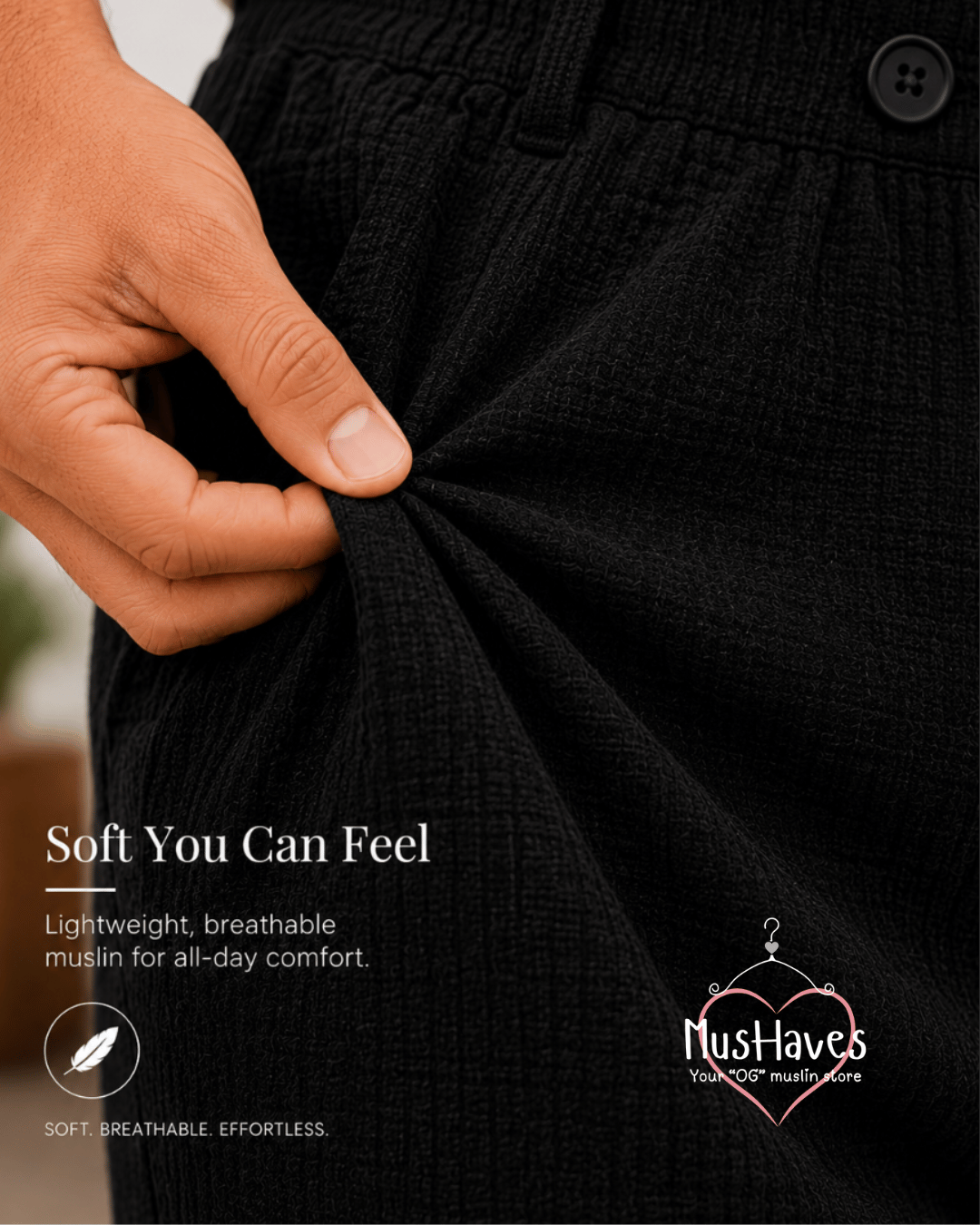 Muslin Formal Officewear Trousers – Charcoal Black