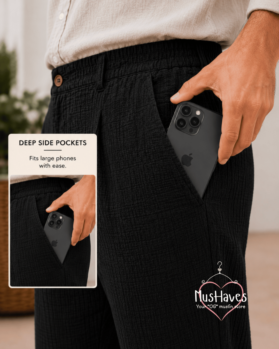 Muslin Formal Officewear Trousers – Charcoal Black