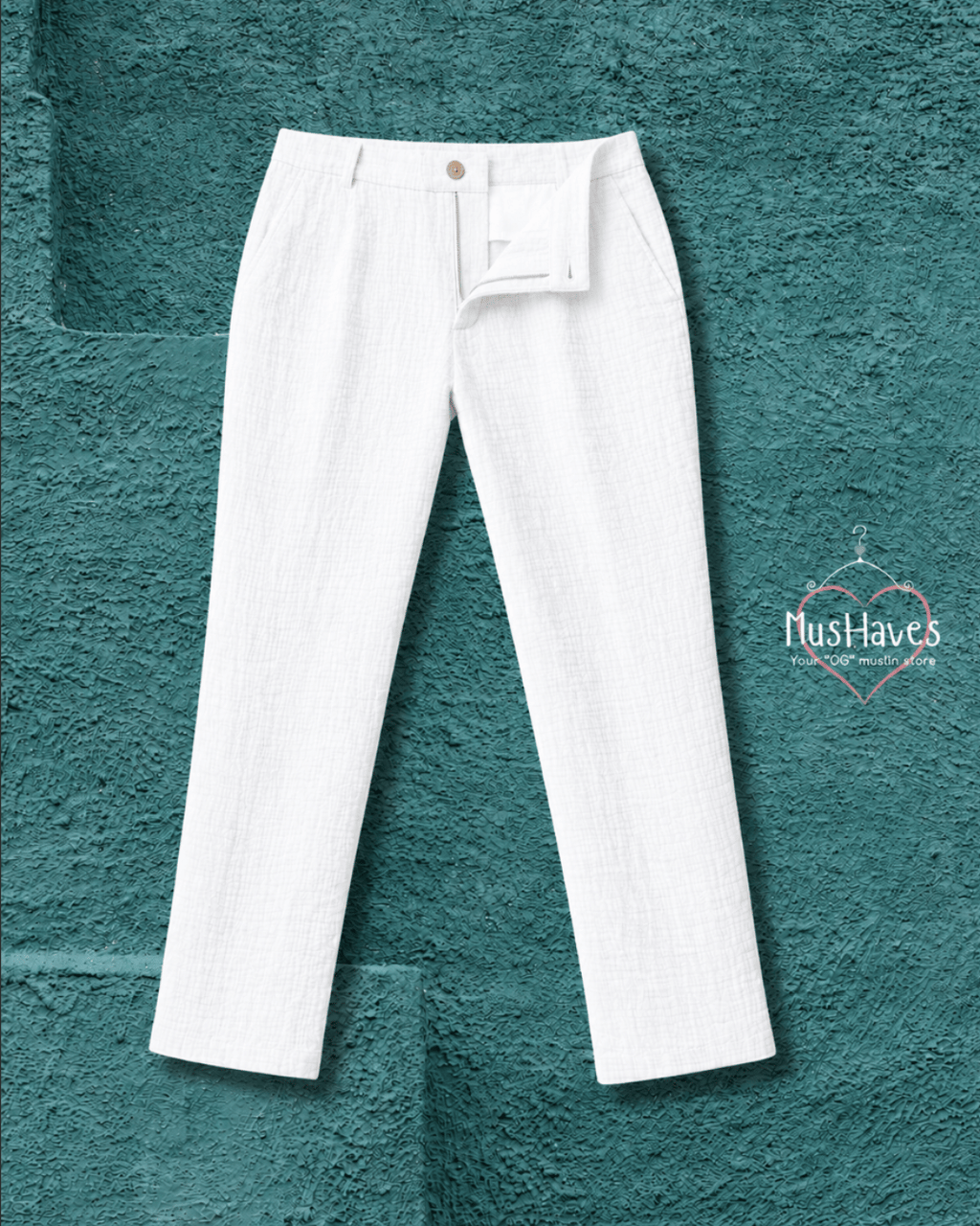 Muslin Formal Officewear Trousers – Pearl White