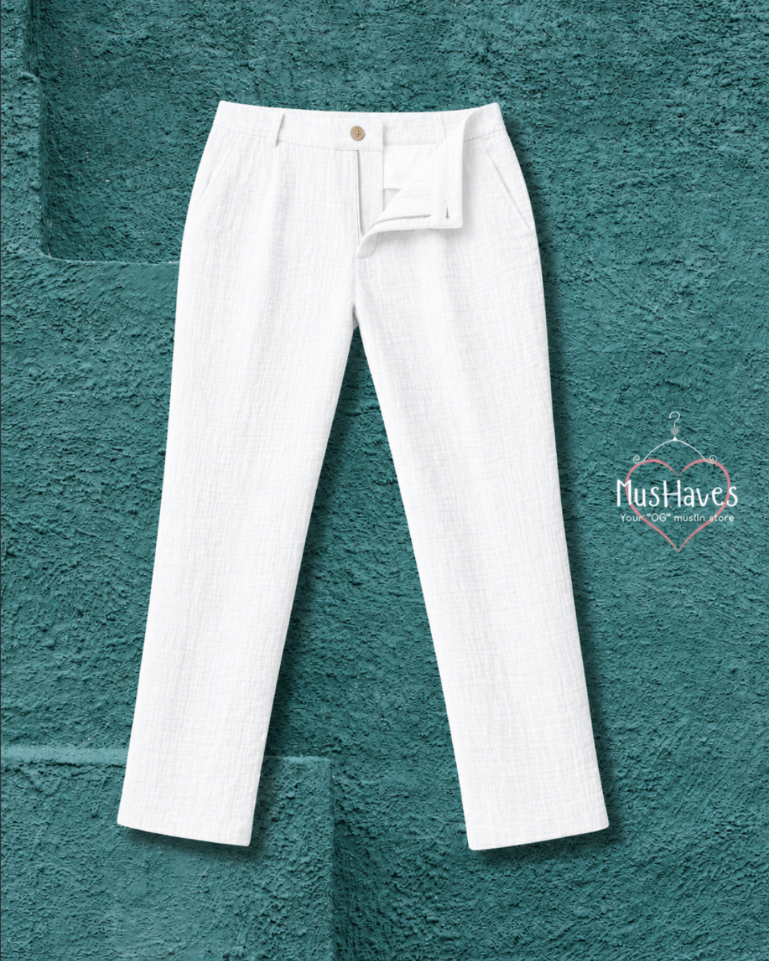 Muslin Formal Officewear Trousers – Pearl White