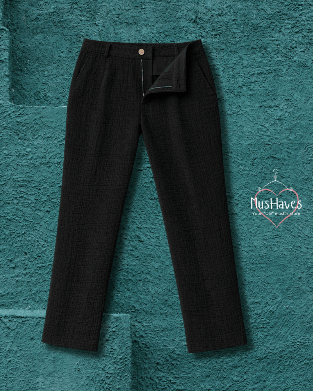 Muslin Formal Officewear Trousers – Charcoal Black