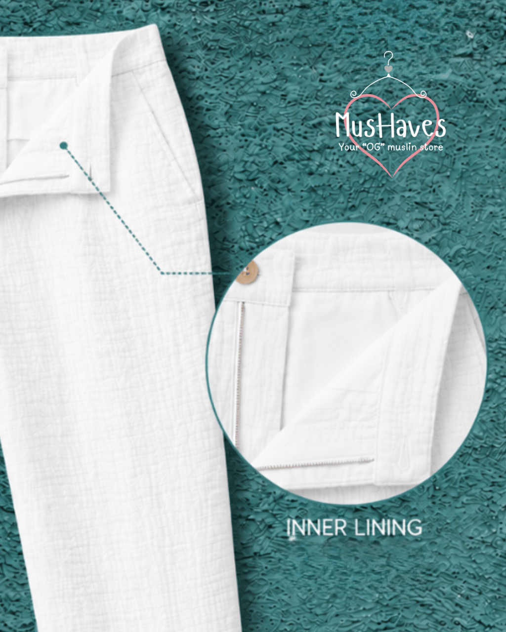 Muslin Formal Officewear Trousers – Pearl White