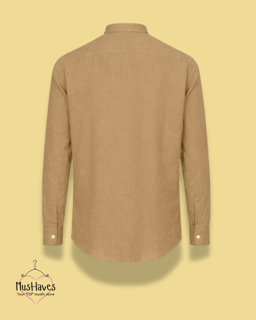 Muslin Bandhgala Formal Shirt – Mustard