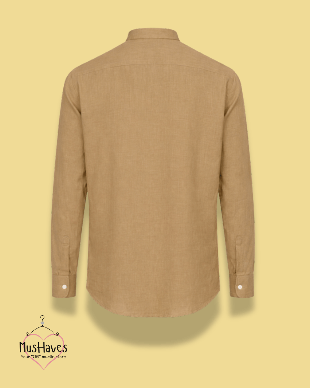 Premium Mulmul Mandarin Shirt | 100% Organic Cotton | Men | Mushaves Classic | Formal | Mustard Yellow