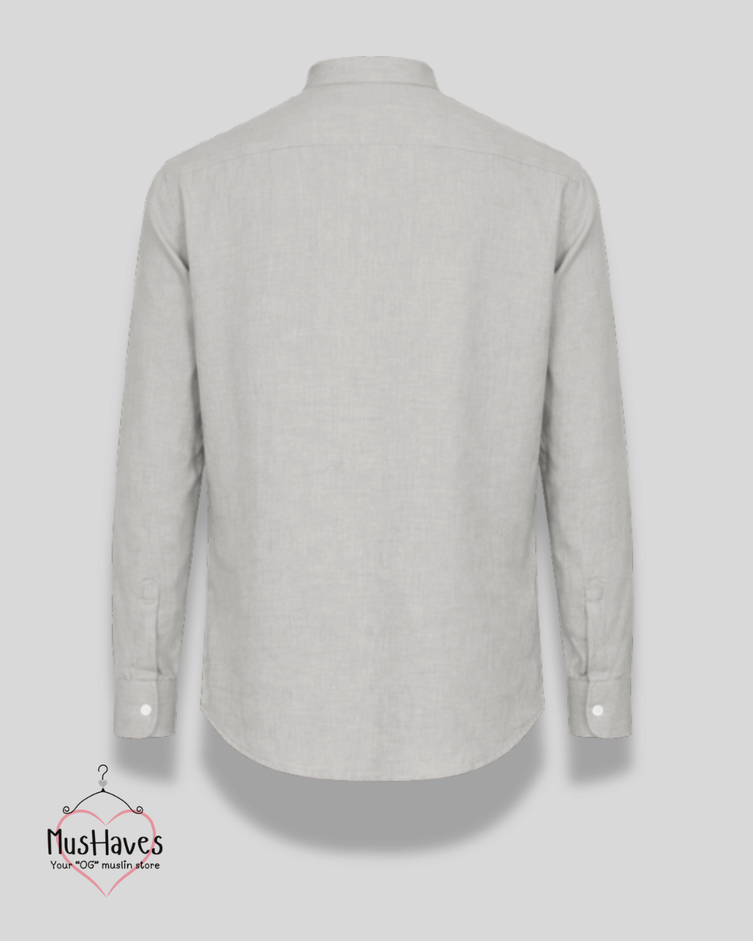 Premium Mulmul Mandarin Shirt | 100% Organic Cotton | Men | Mushaves Classic | Formal | Greenish Grey