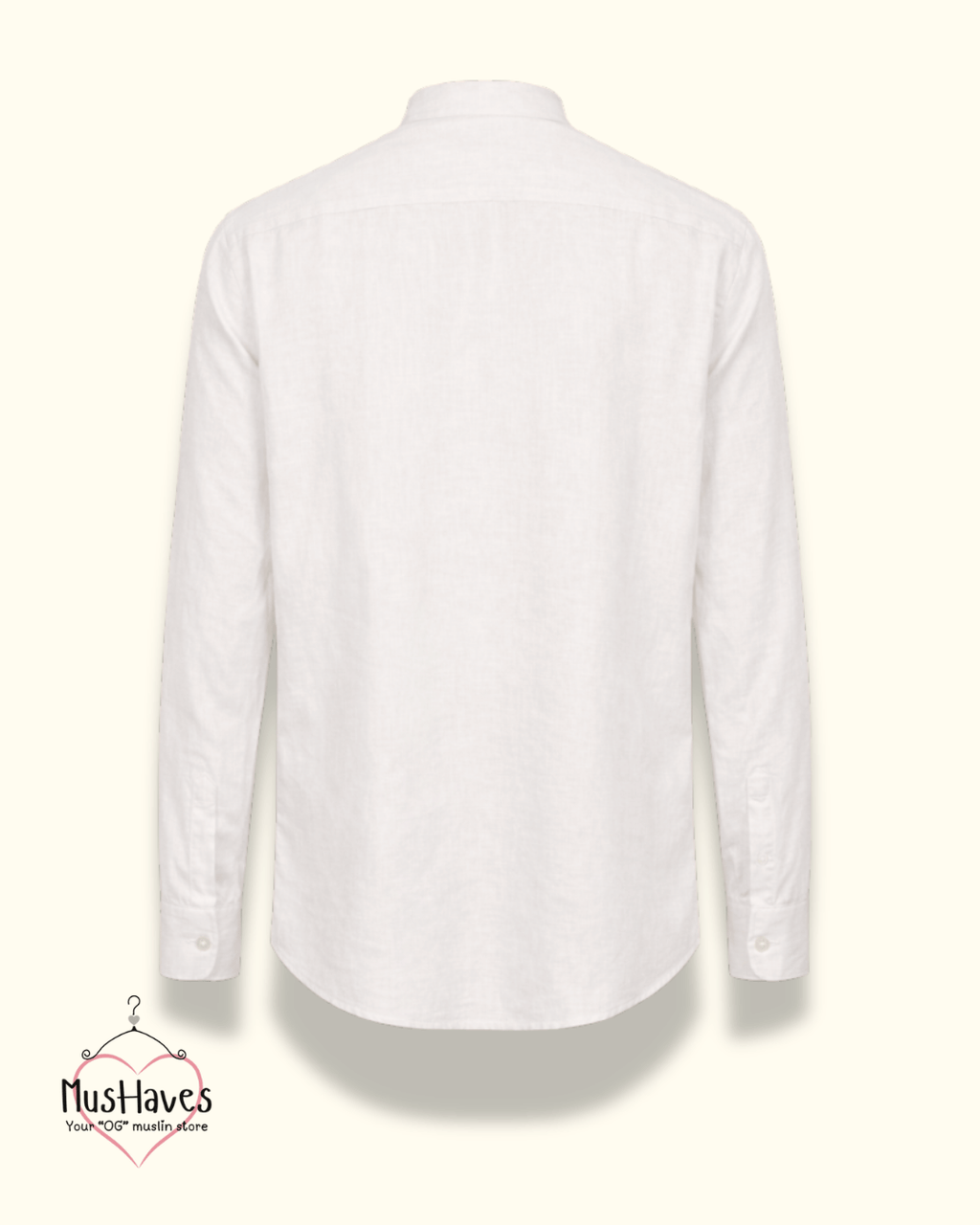 Muslin Bandhgala Formal Shirt – Pearl White