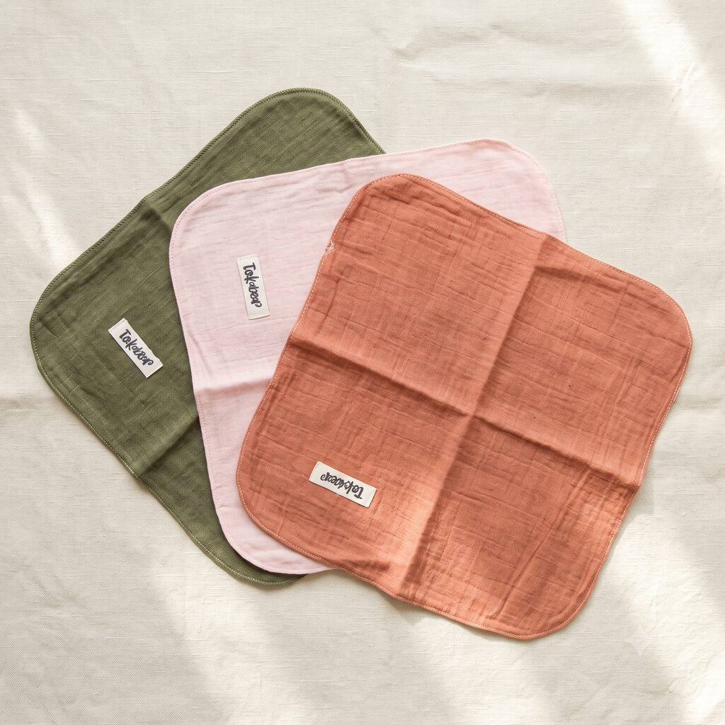 Double-Layer Muslin Hankies – Pack of 3, 6 or 12 (Assorted Colours)