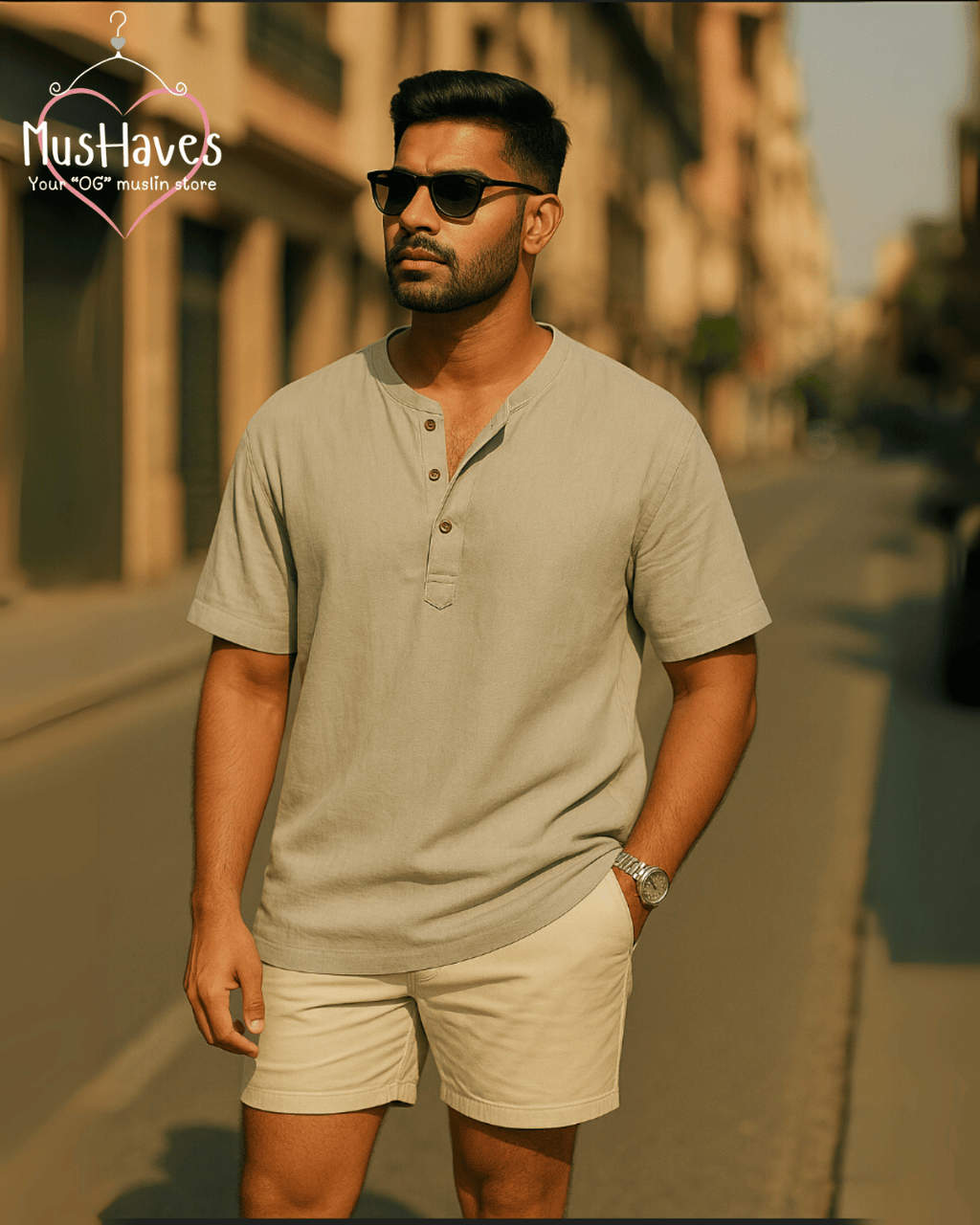 Unisex Organic Cotton Muslin T-Shirt – 100% Double Gauze, Loose Fit, Breathable Black + Grey Tee