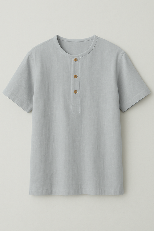 Unisex Organic Cotton Muslin T-Shirt – 100% Double Gauze, Loose Fit, Breathable Black + Grey Tee