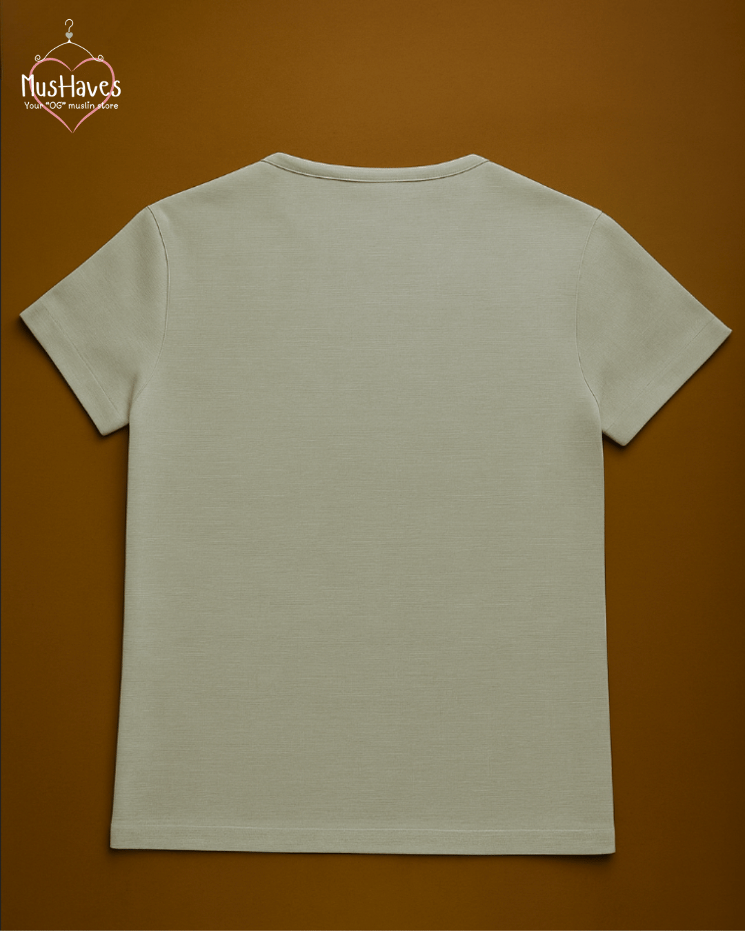 Premium Mulmul Muslin Henley Tee | 100% Organic Cotton | Unisex | Mushaves Classic | Greenish Grey