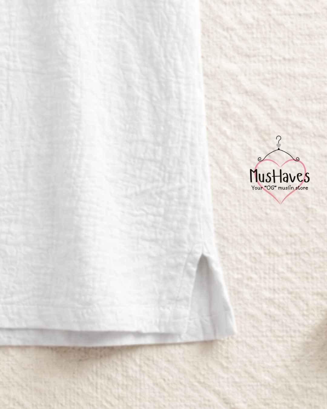 Classic Muslin Henley – Pearl White