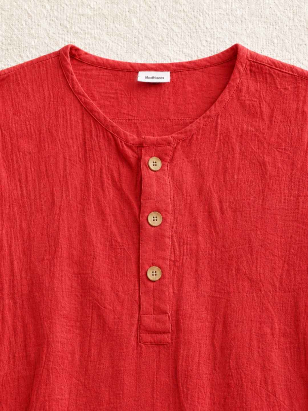 Classic Muslin Henley – Classic Red