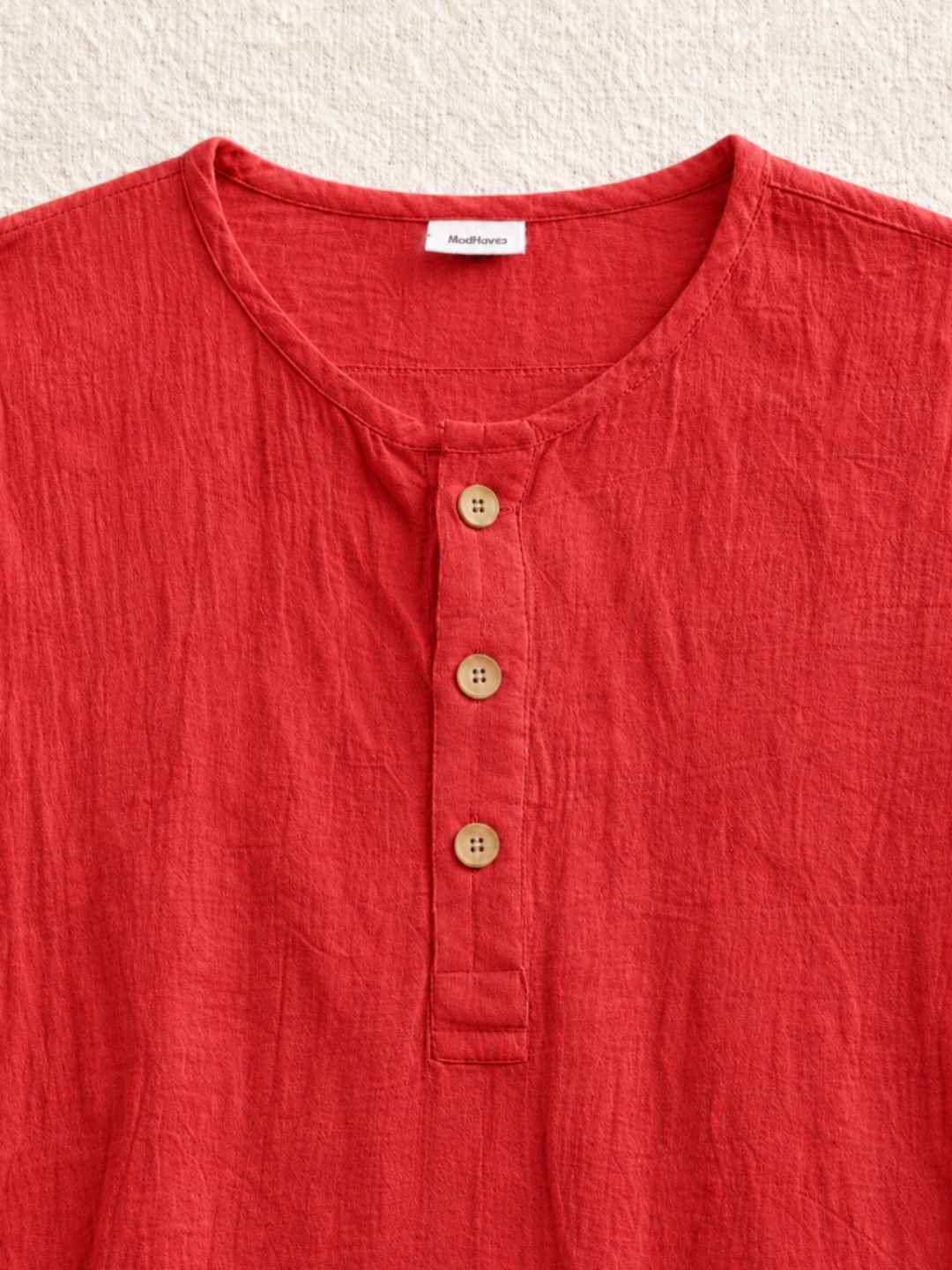 Classic Muslin Henley – Classic Red