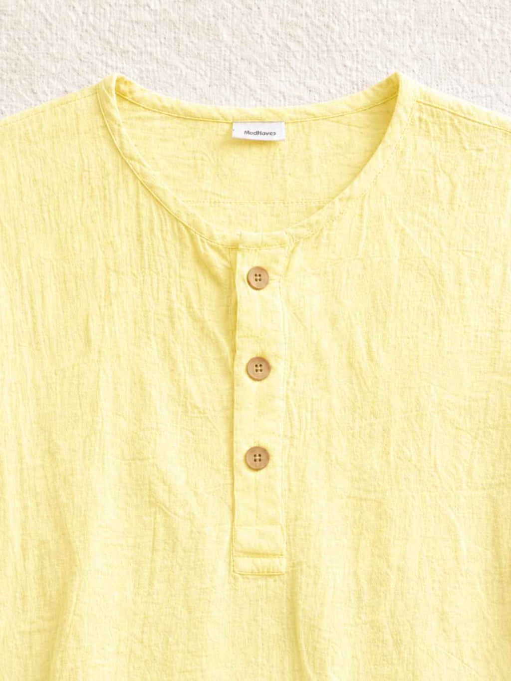 Classic Muslin Henley – Lemon Yellow