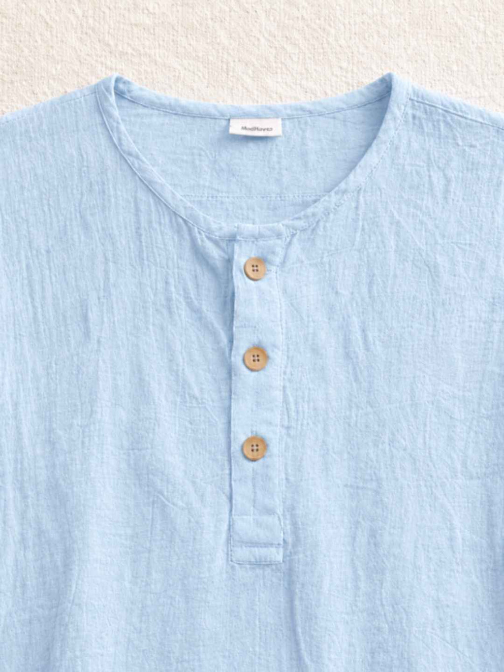 Classic Muslin Henley – Powder Blue