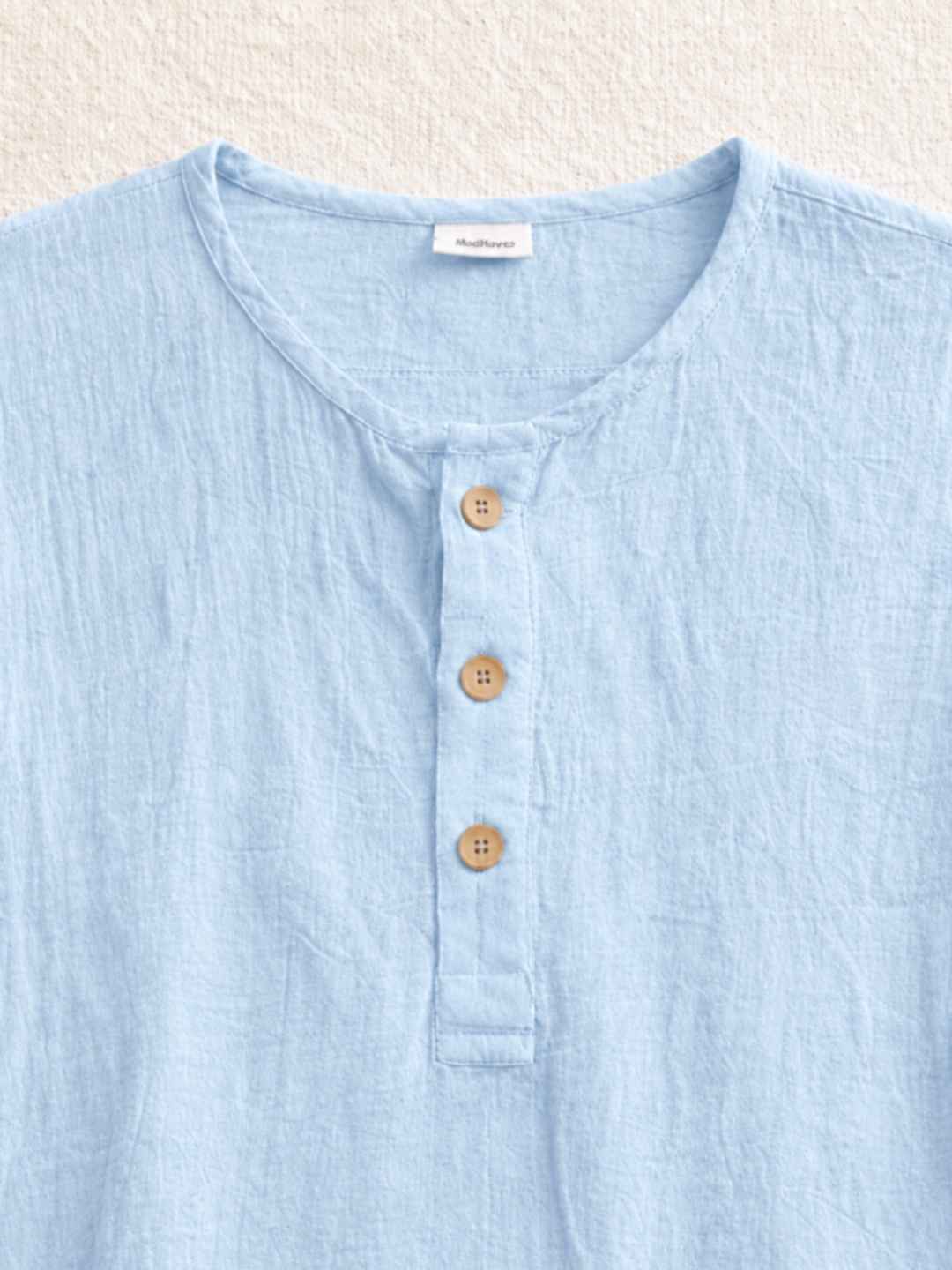 Classic Muslin Henley – Powder Blue