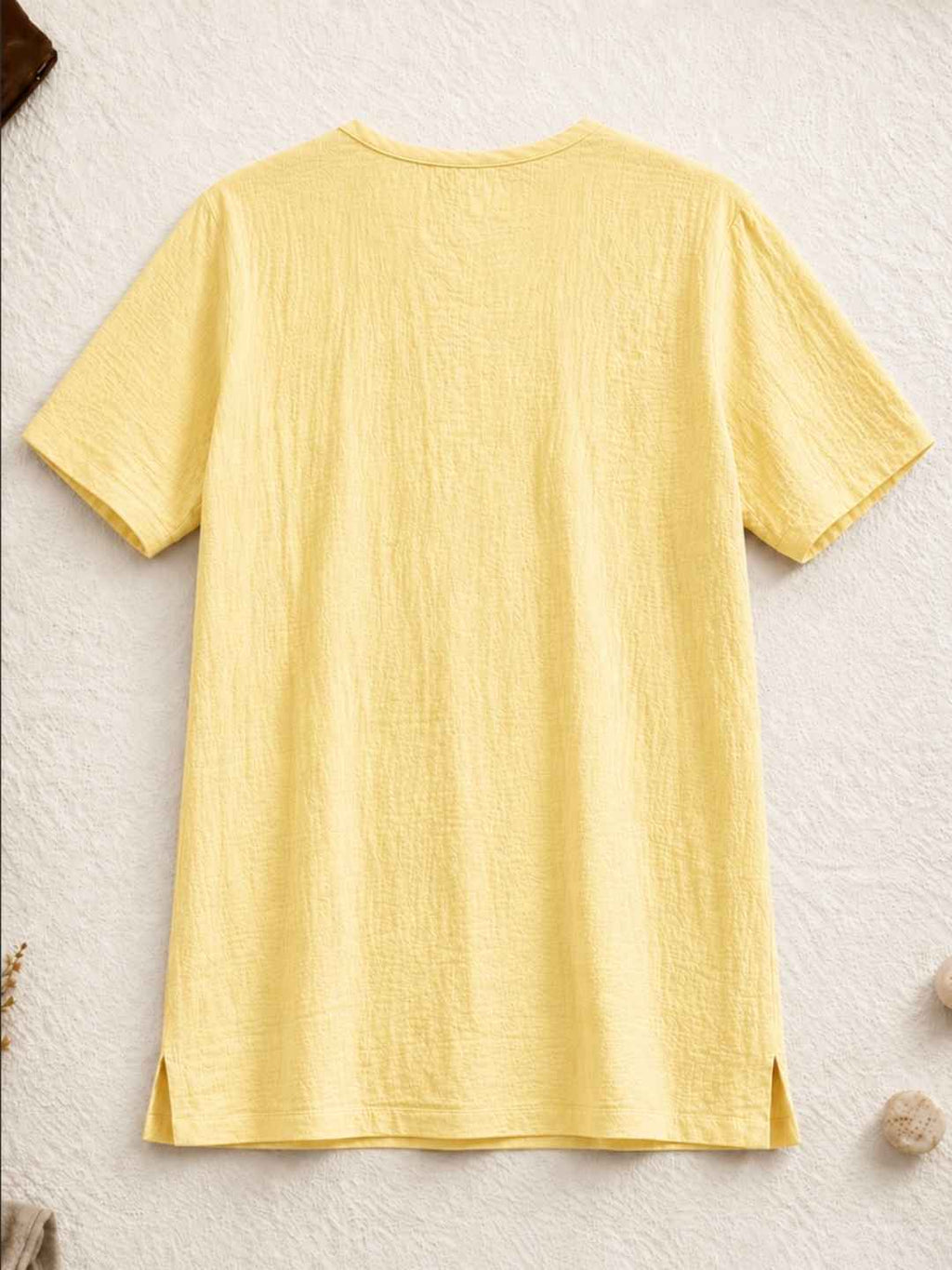 Classic Muslin Henley – Lemon Yellow