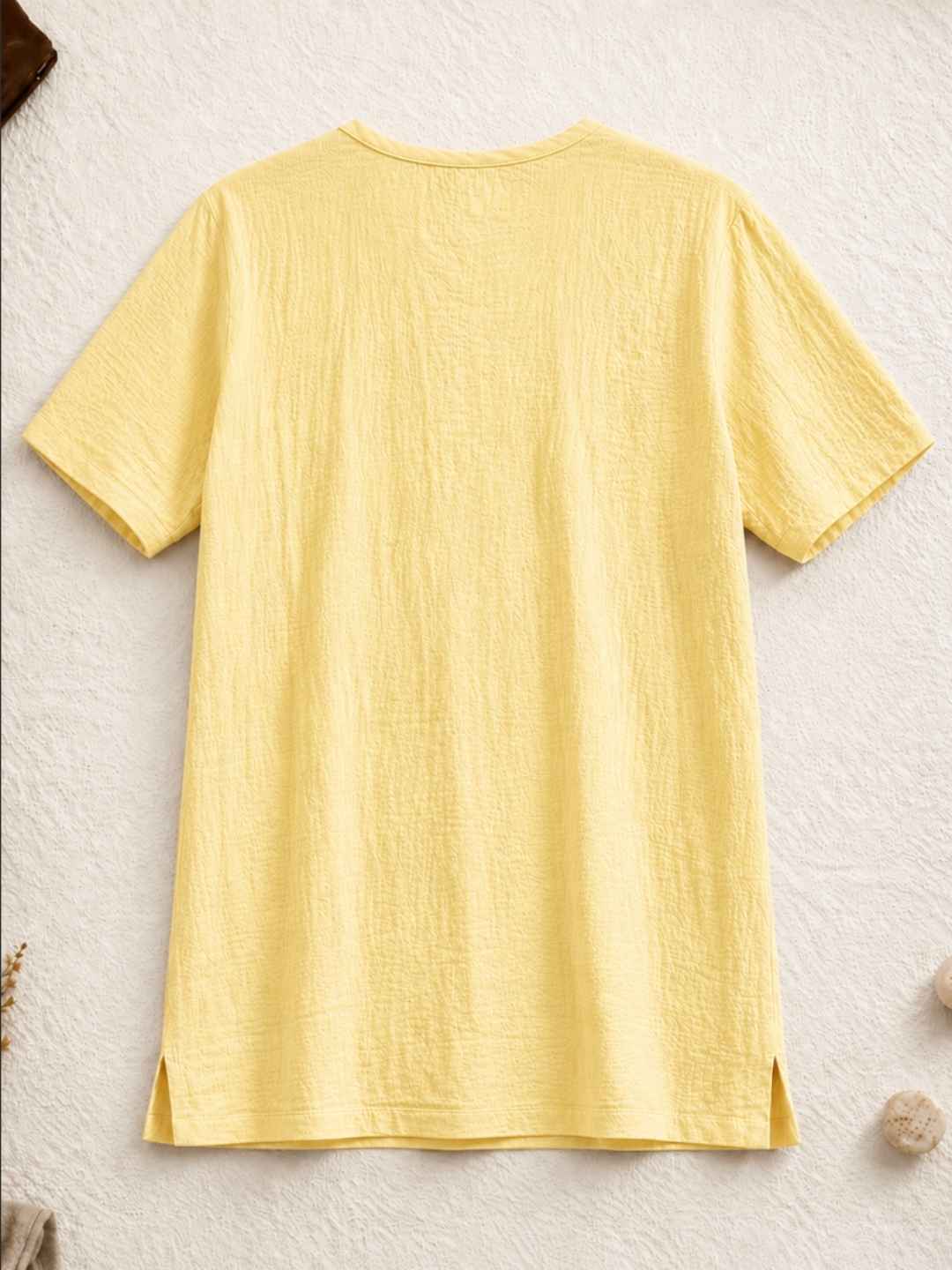 Classic Muslin Henley – Lemon Yellow