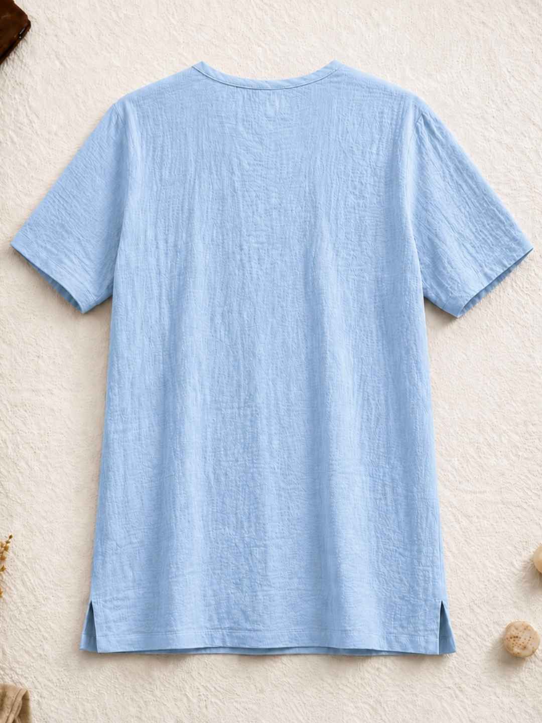 Classic Muslin Henley – Powder Blue