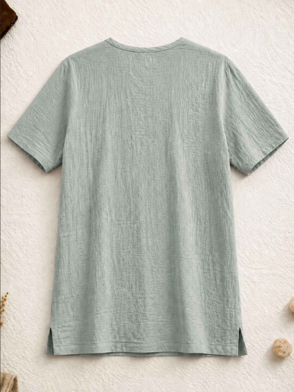 Classic Muslin Henley – Sage Grey