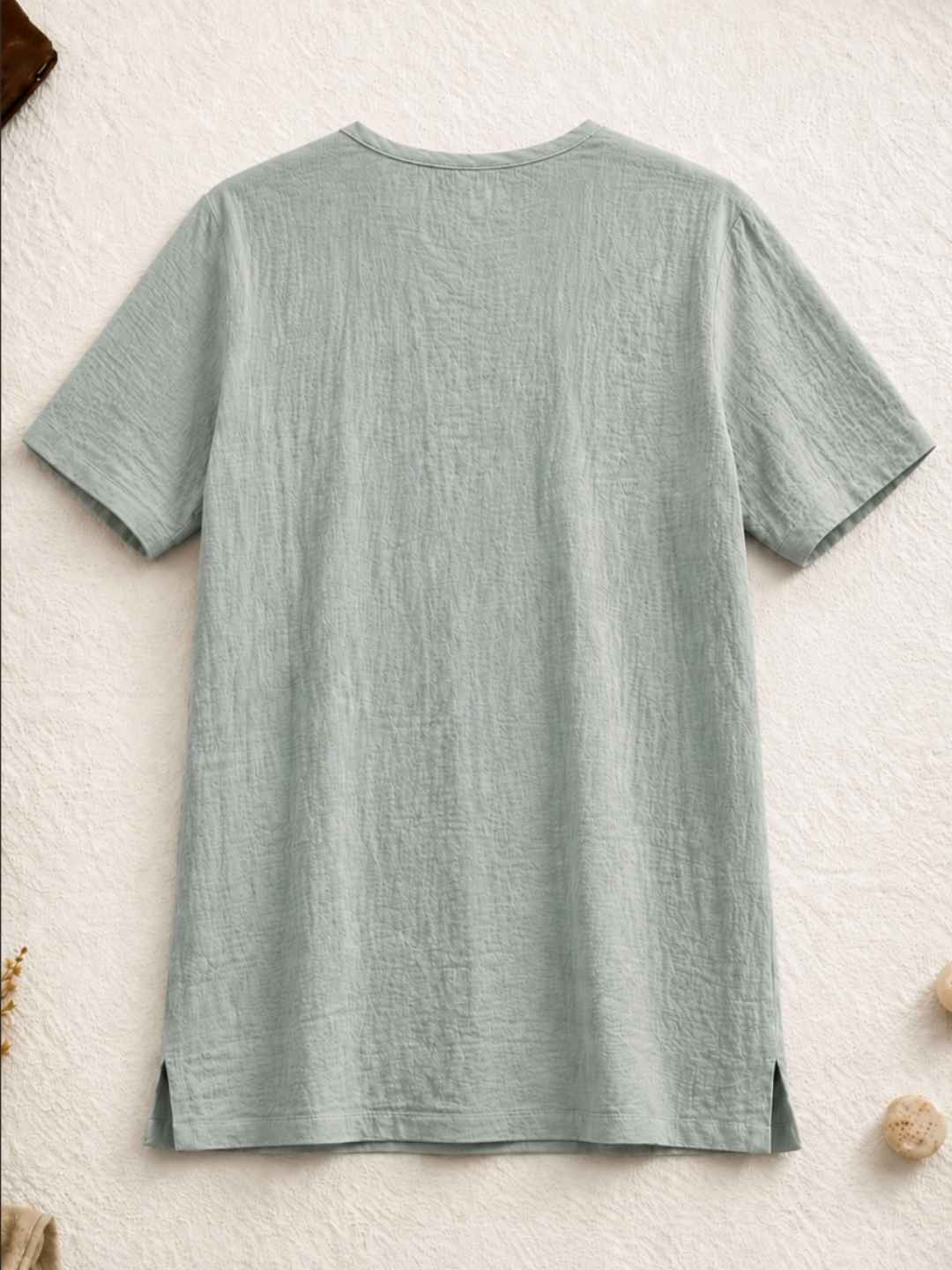 Classic Muslin Henley – Sage Grey