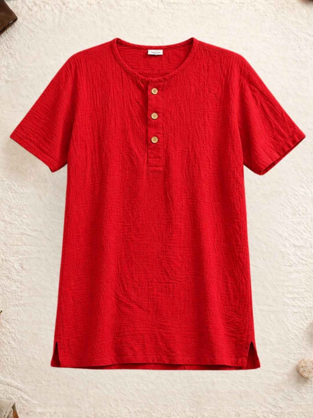 Classic Muslin Henley – Classic Red
