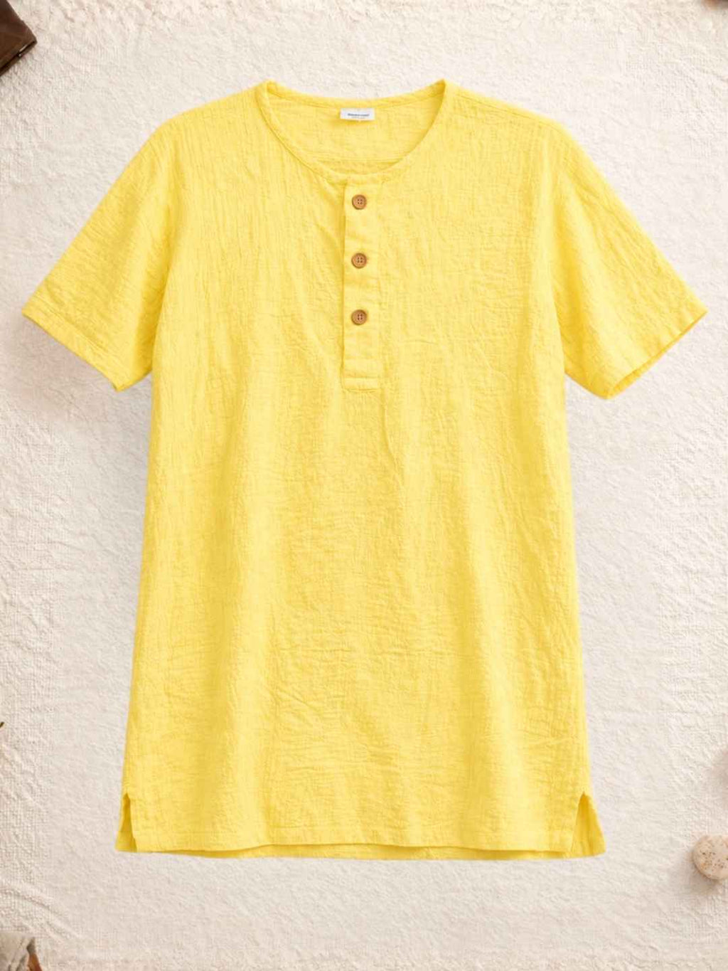 Classic Muslin Henley – Lemon Yellow