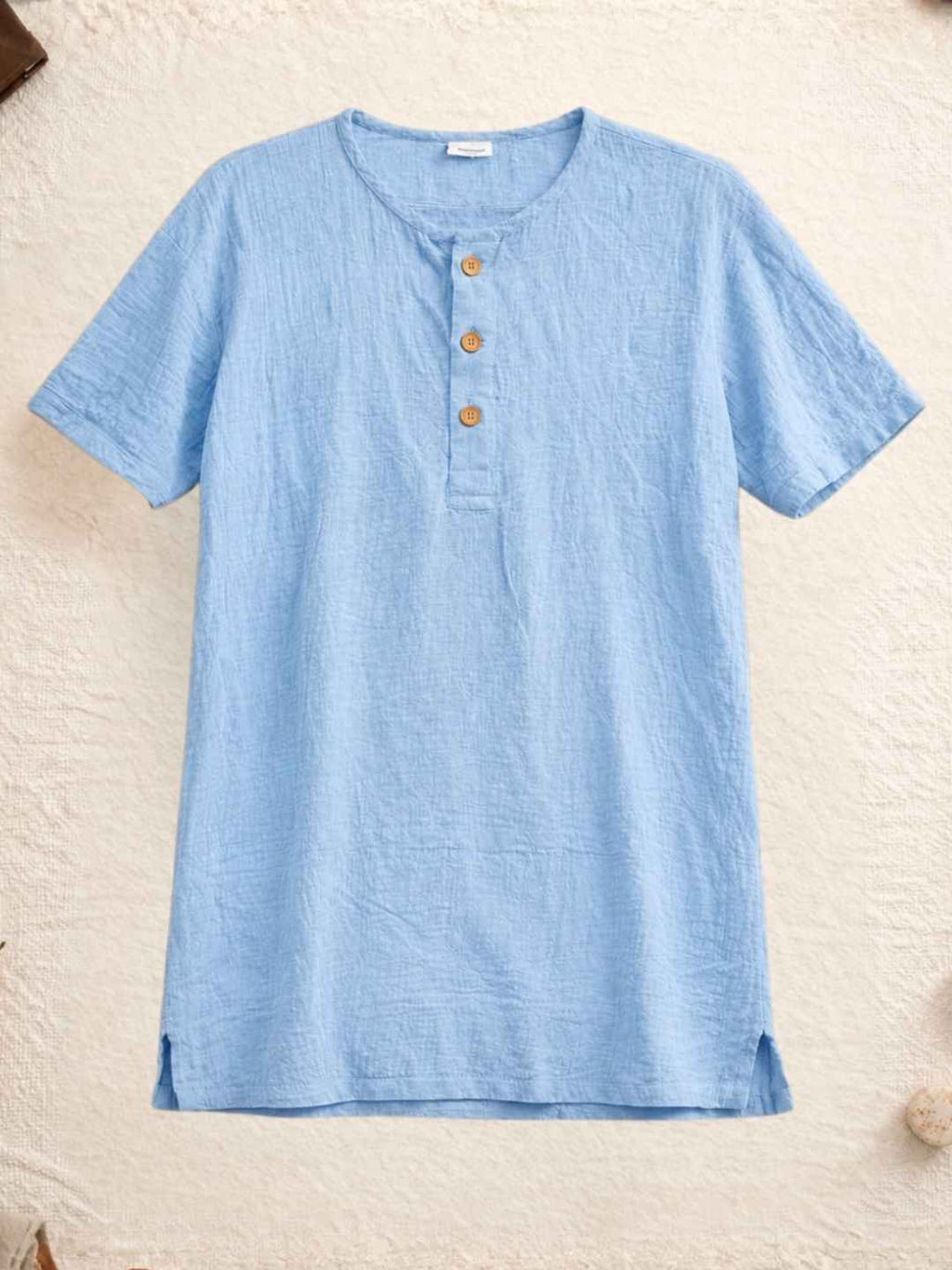 Classic Muslin Henley – Powder Blue