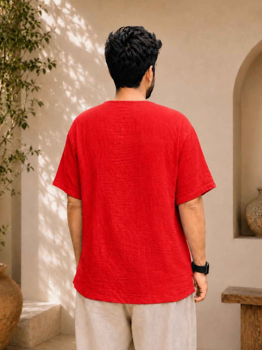 Classic Muslin Henley – Classic Red